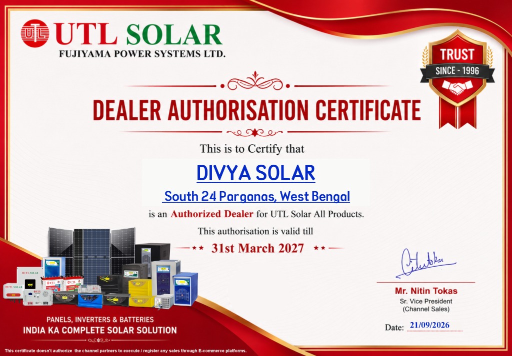 UTL Solar Authorization Certificate